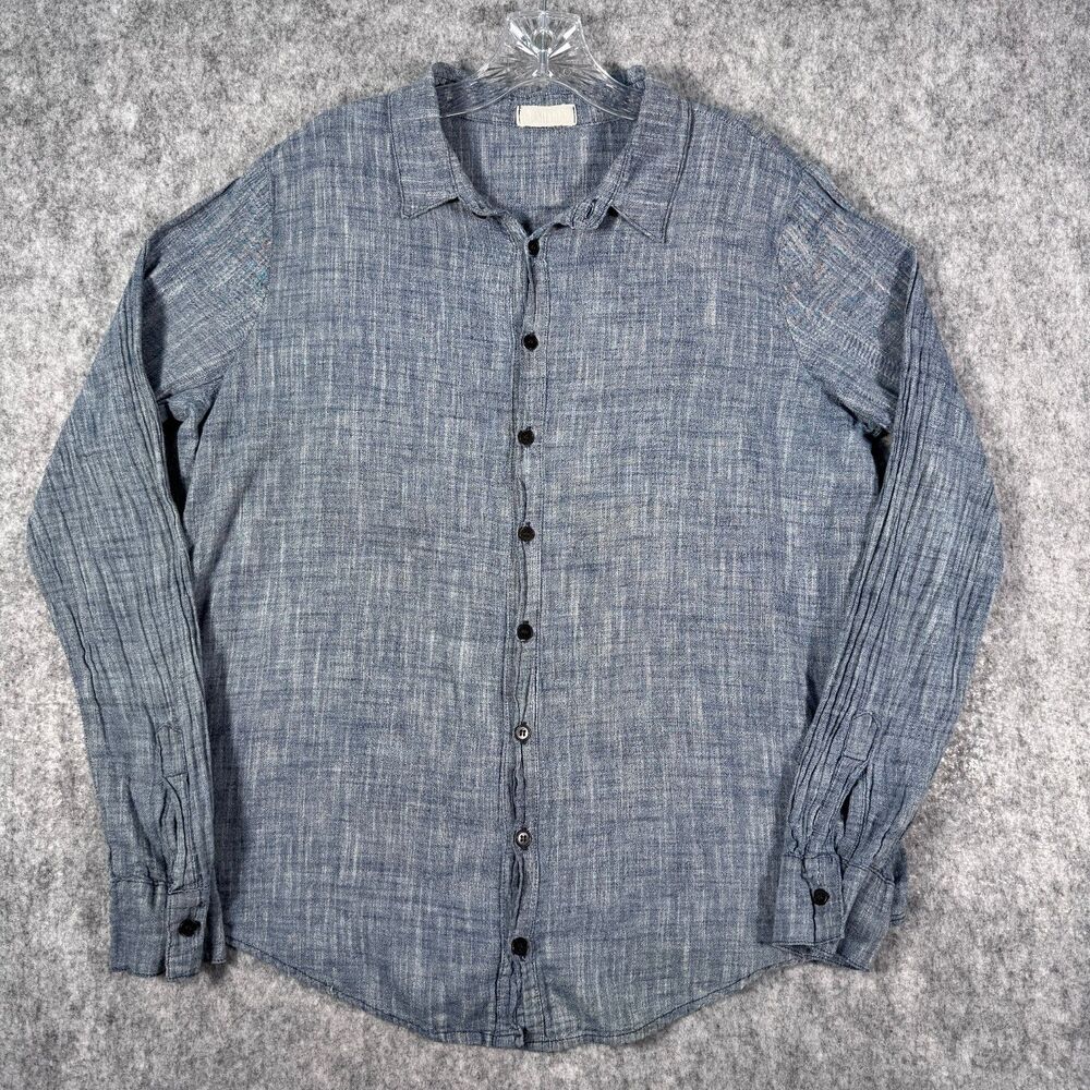 CP Shades Shirt Womens Large Blue Chambray Button Front Long Sleeve USA Cotton